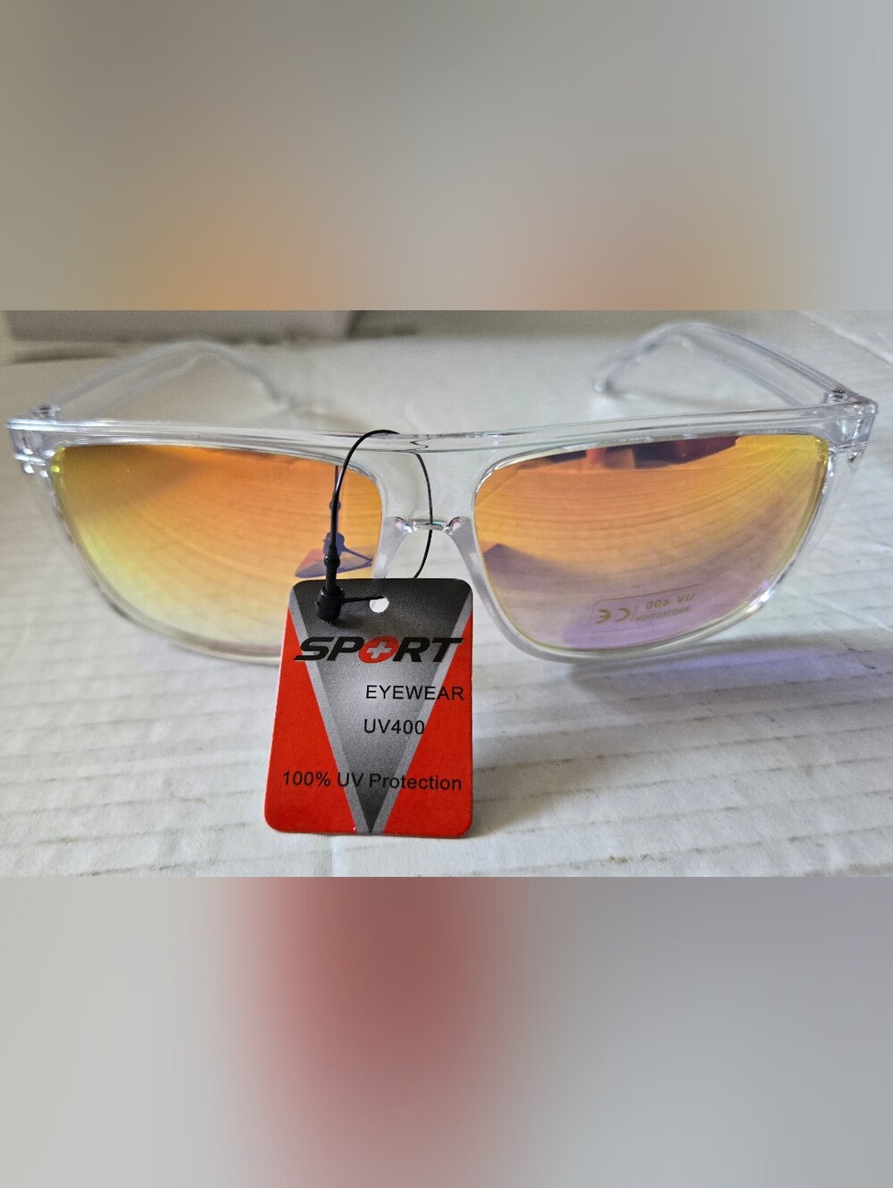 Sport Eyewear Clear Frame Sunglasses With Orange Mirrored Lenses (SP3910)
